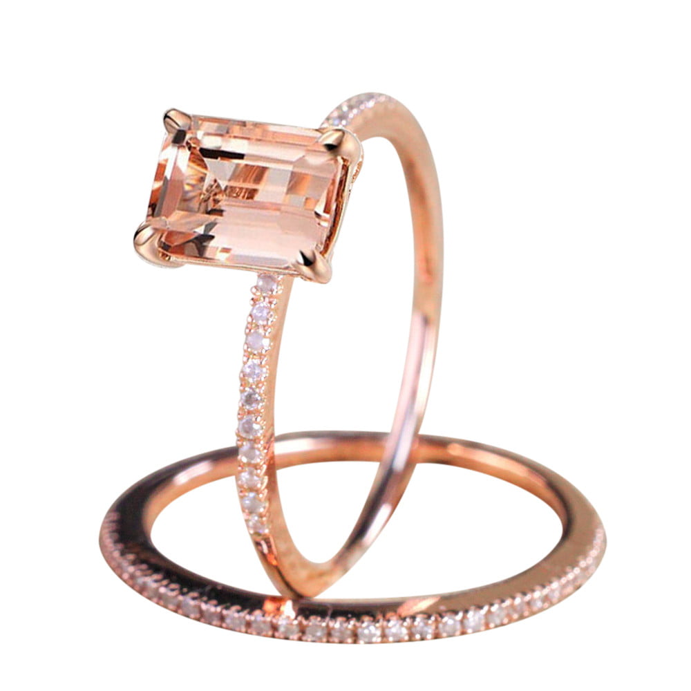 Fashion Rose Gold Engagement Ring with A Fine Small Square Zircon Ring Wedding Girlfriend Jewlery for Women 