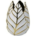 thumbnail image 2 of Elegantly Decorative Ceramic Leaf Vase, White And Gold, 2 of 2