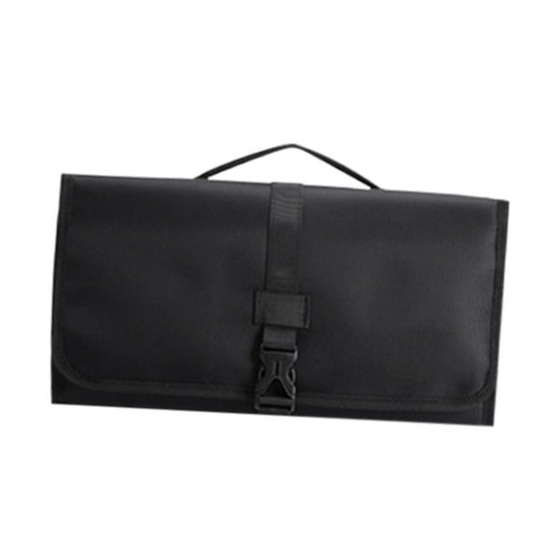 Bolsa de almacenamiento plegable para secador de pelo, soporte para estilizador de cabello, bolsa de cosméticos liviana de tamaño pequeño, organizador Negro