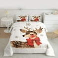 thumbnail image 2 of Homewish Kawaii Bowknot Reindeer Queen Comforter Set for Child, Christmas Elk Animal Bedding Sets, Winter Snowflake Reversible Bedding Comforter Set, Breathable Home Decor, 3 Pieces, 2 of 8