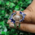 thumbnail image 2 of Art Deco Marquise and Round Cut and Blue Sapphire Ring Enhance Wrap in 925 Sterling Silver, 2 of 7