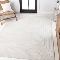 JONATHAN Y SCANDINAVIAN 3 x 5 Area Rug, Freya Arch Stripe Monotone - Ivory, SCN106A-3