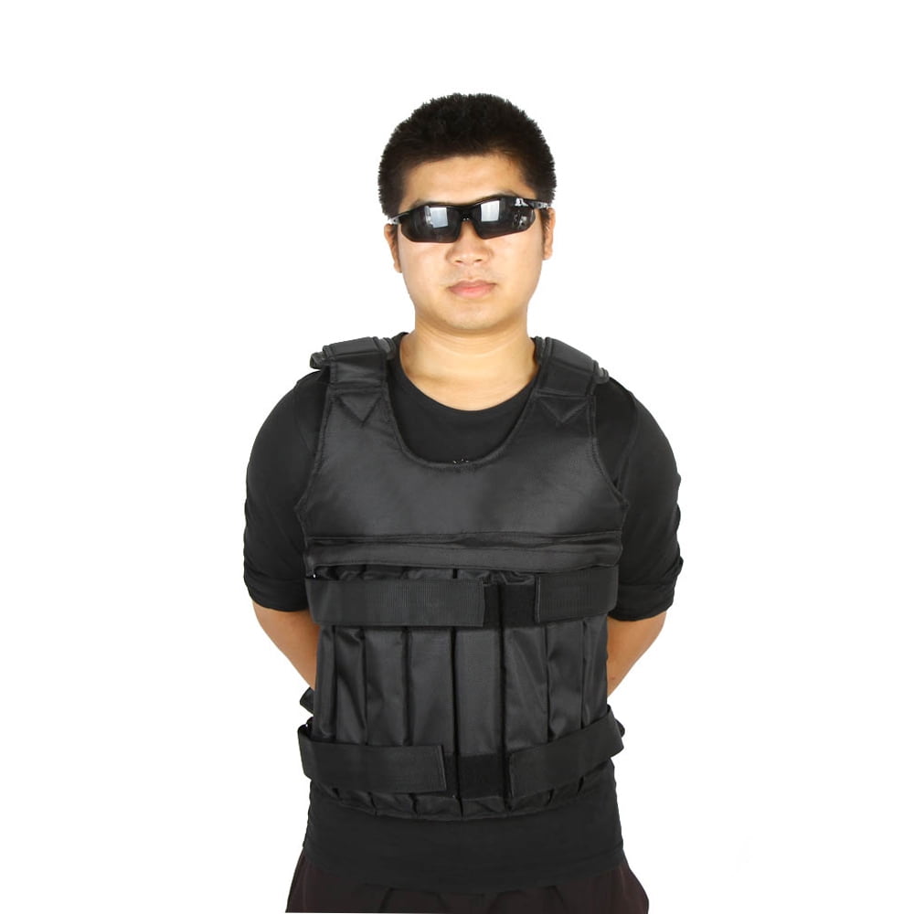 Riousery Adjustable Weighted Vest 44 lbs / 20kg Max Load Weight Jacket for Boxing Training Fitness Exercise Workout Waistcoat with 16 Empty Pouches Black