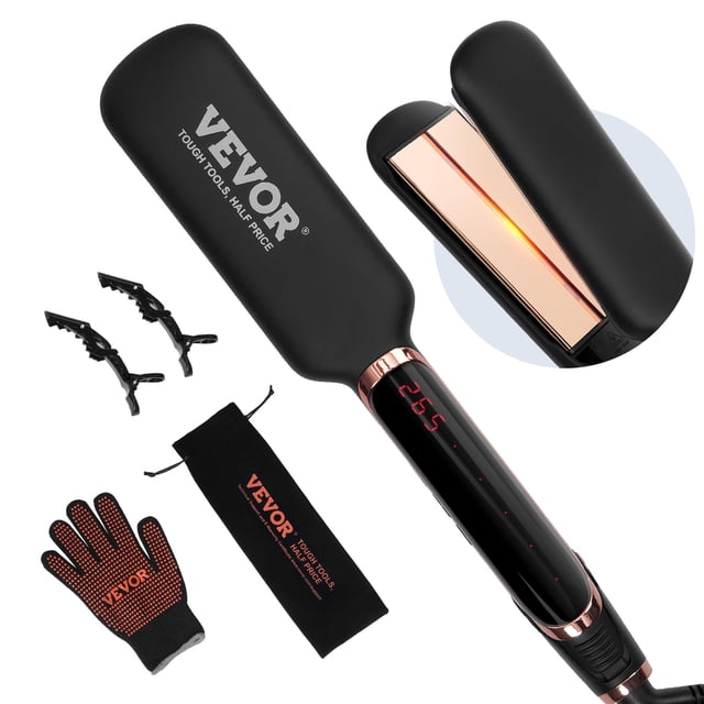 Plancha alisadora de pelo VEVOR Titanium de 2 pulgadas con pantalla LCD