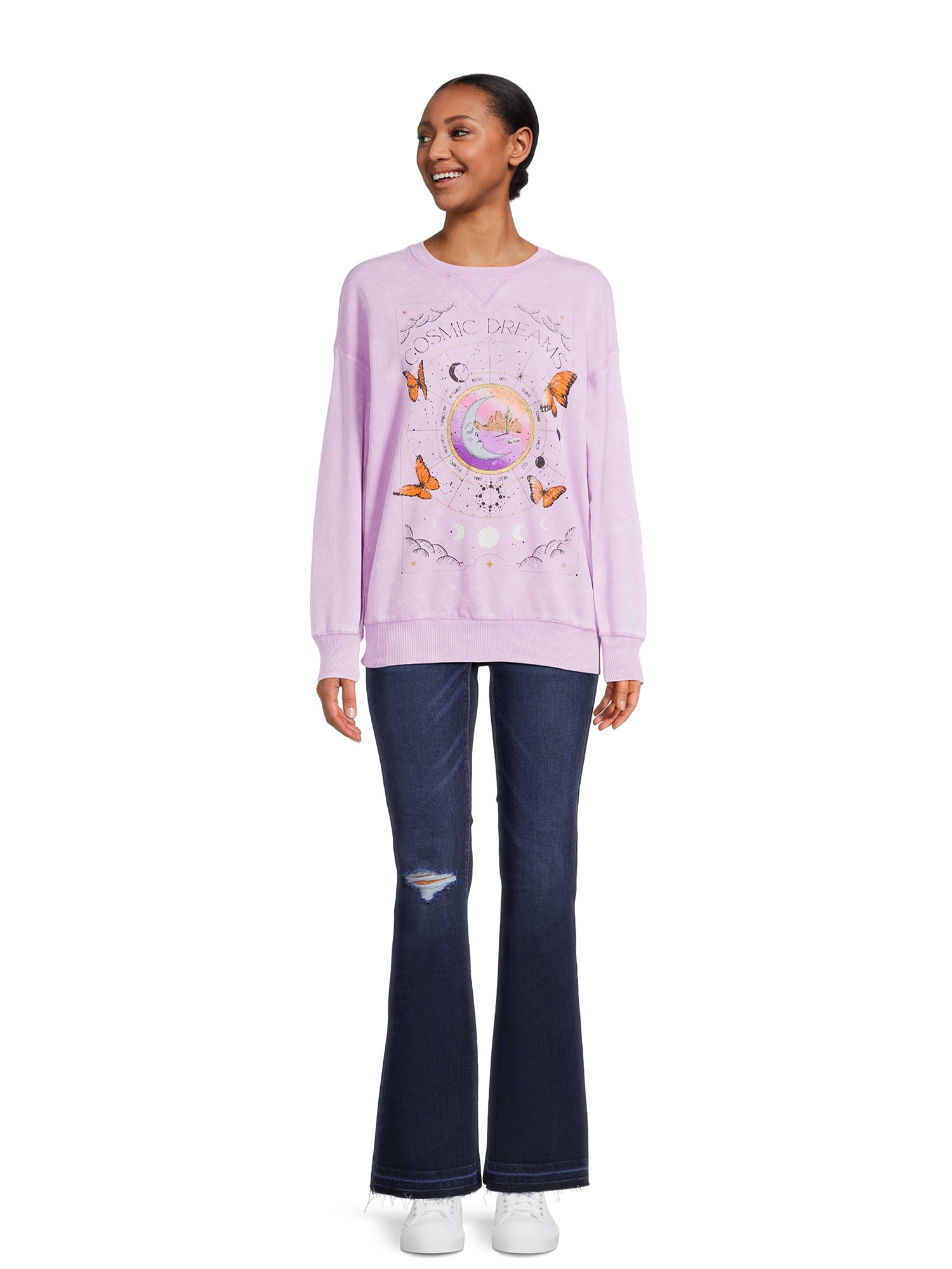 Self Esteem Juniors Washed Graphic Crewneck Sweatshirt, Sizes S-XL