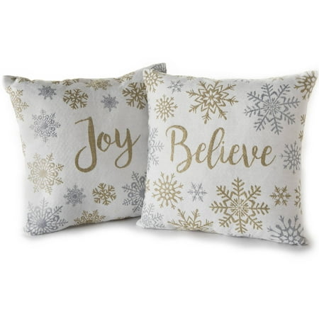 Holiday Time Believe & Joy Decorative Throw Pillows, 2pk - Walmart.com