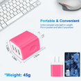 thumbnail image 2 of USB Charger Block,FiveBox USB Wall Charger Block with 3PACK Android Type C USB C Charging Cables 6ft 3.1A Three Port USB Wall Charger Adapter USB Brick Phone Charger Plug Fast Charging Block(Rose), 2 of 8