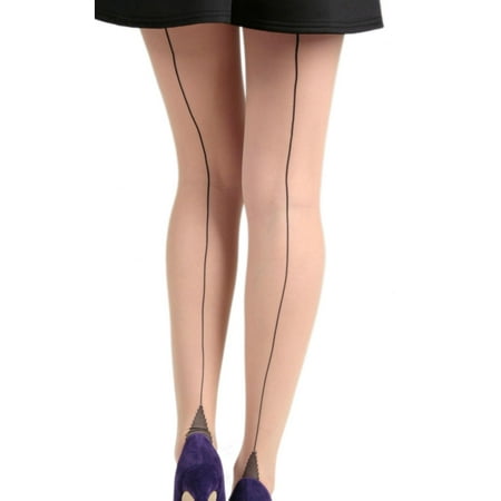 

Black Back Seam Sheer Tights Pantyhose Light Nude for Women