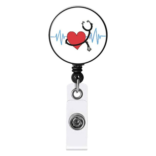 Nurse Badge Buckle Love Stethoscope Easy-To-Pull Buckle Retractable Badge Easy-To-Pull Certificate Buckle