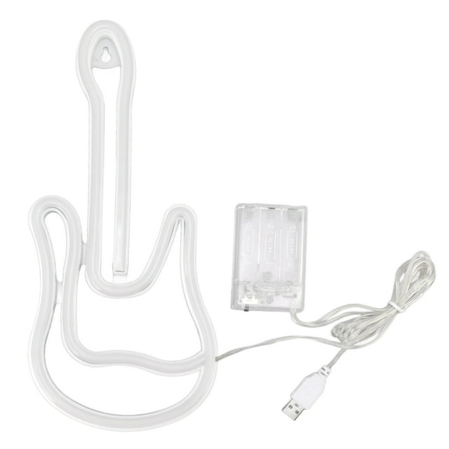 Letrero de neón de guitarra, colorido, con alimentación por USB y batería, con orificio pretaladrado, tubo LED, luz decorativa de pared para bar.