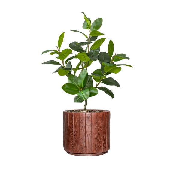 Real touch 59" fake Rubber tree in a fiberstone planter