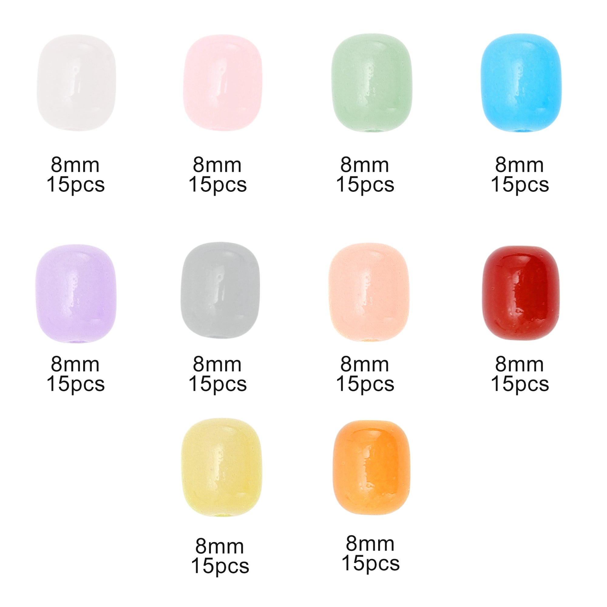Unique Bargains 150Pcs 8x10mm Glass Beads for Jewelry Making DIY Crafts Assorted Color