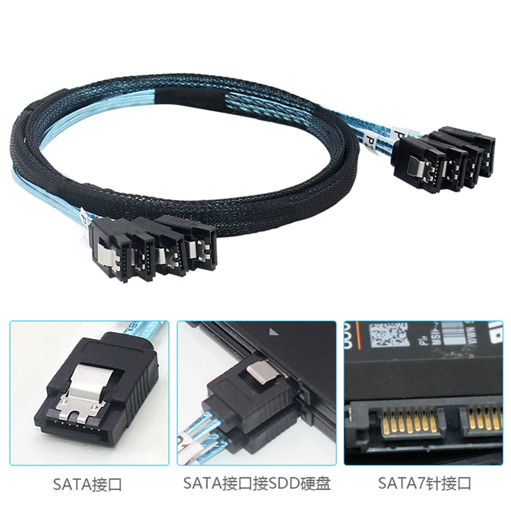 90/180 Degree 4/6/8 SATA to 4/6/8 sata 4.0 7p Female with Braided Mesh for Server Computer Host SSD SATA Hard Disk Adapter Cable
