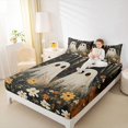 thumbnail image 3 of Homewish Kawaii Forest Ghost Queen Sheets for Teens, Autumn Daisy Wildflower Queen Sheet Sets, 4pcs, 1 Flat Sheet, 1 Fitted Sheet and 2 Pillowcases, 3 of 5