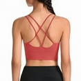 thumbnail image 3 of Women's Cross Back Sports Bra Padded Strappy Medium Support Yoga Bra for Workout Fitness Red 38, 3 of 4