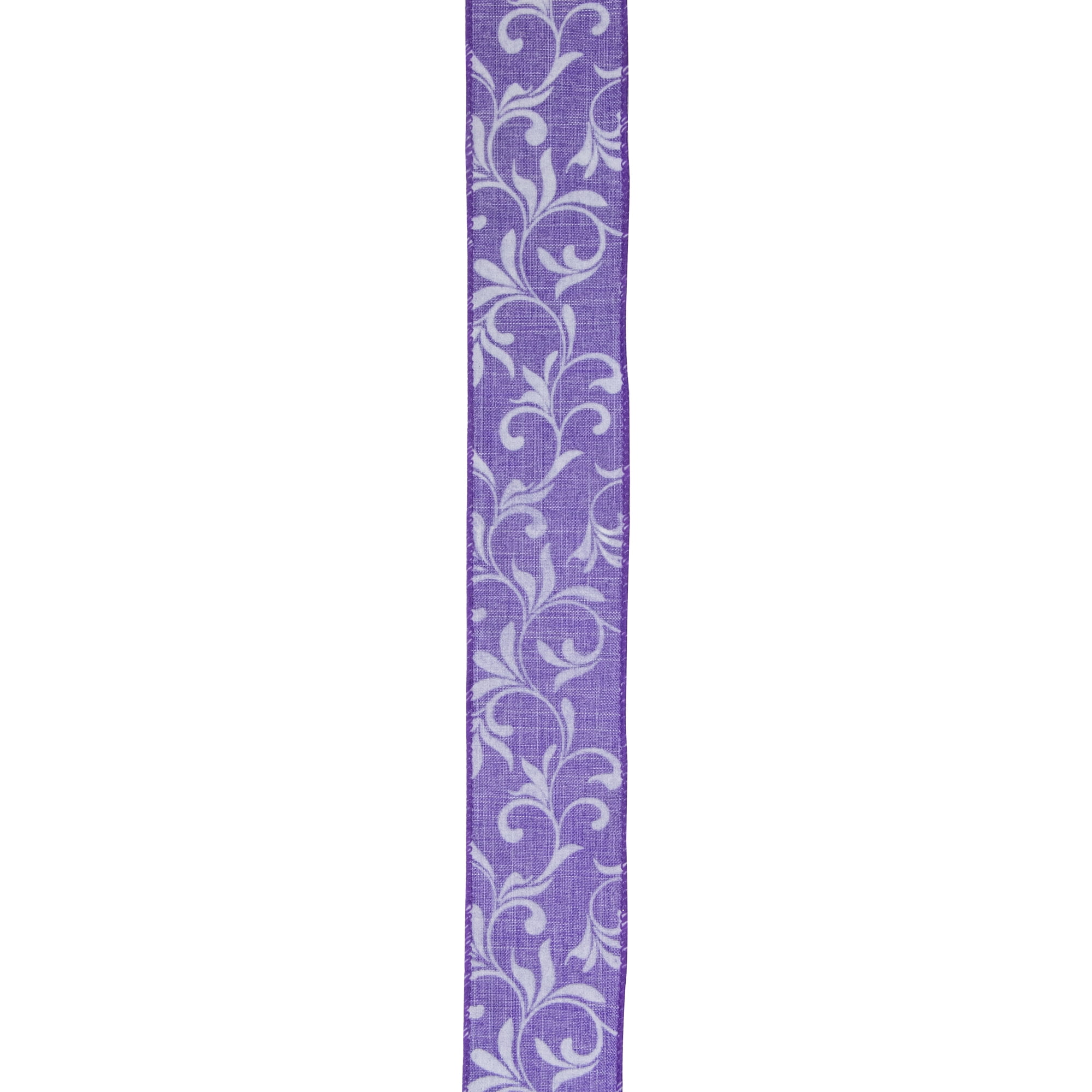 Purple Floral Wired Craft Ribbon 2.5