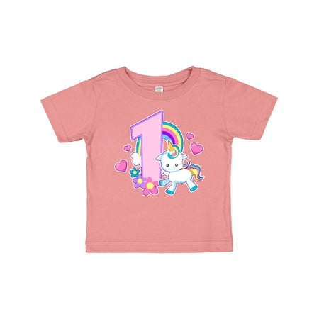 

Inktastic I Am 1 Year Old with Unicorn and Hearts Gift Baby Girl T-Shirt