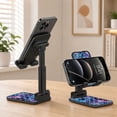 thumbnail image 4 of WIRESTER Black Foldable Phone Stand for Desk, Adjustable Portable Cell Phone Holder for iPhone 17, 16, 15, 14 and Android Smartphones - Mosaic Mermaid Scale, 4 of 6