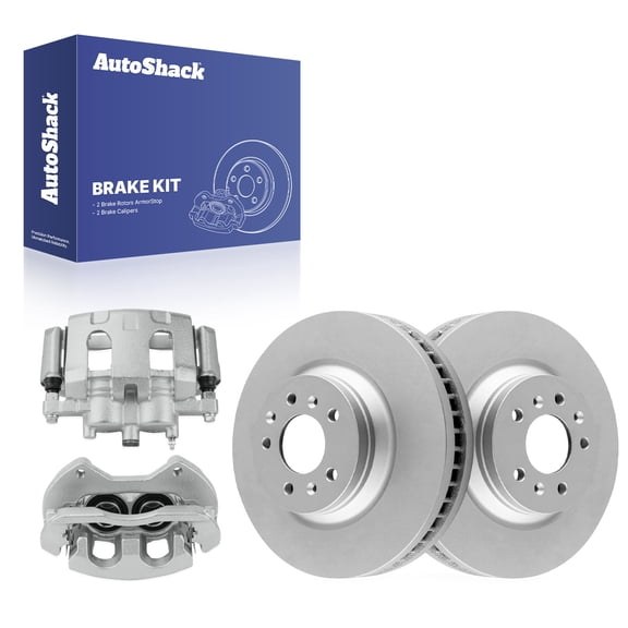 AutoShack Front Brake Rotors & Calipers for Chevrolet, Impala 2012-2013 Impala Limited 2014-2016, FWD V6 3.6L - Coated - ArmorStop - 12.72" (323.2 mm), 5-Lug