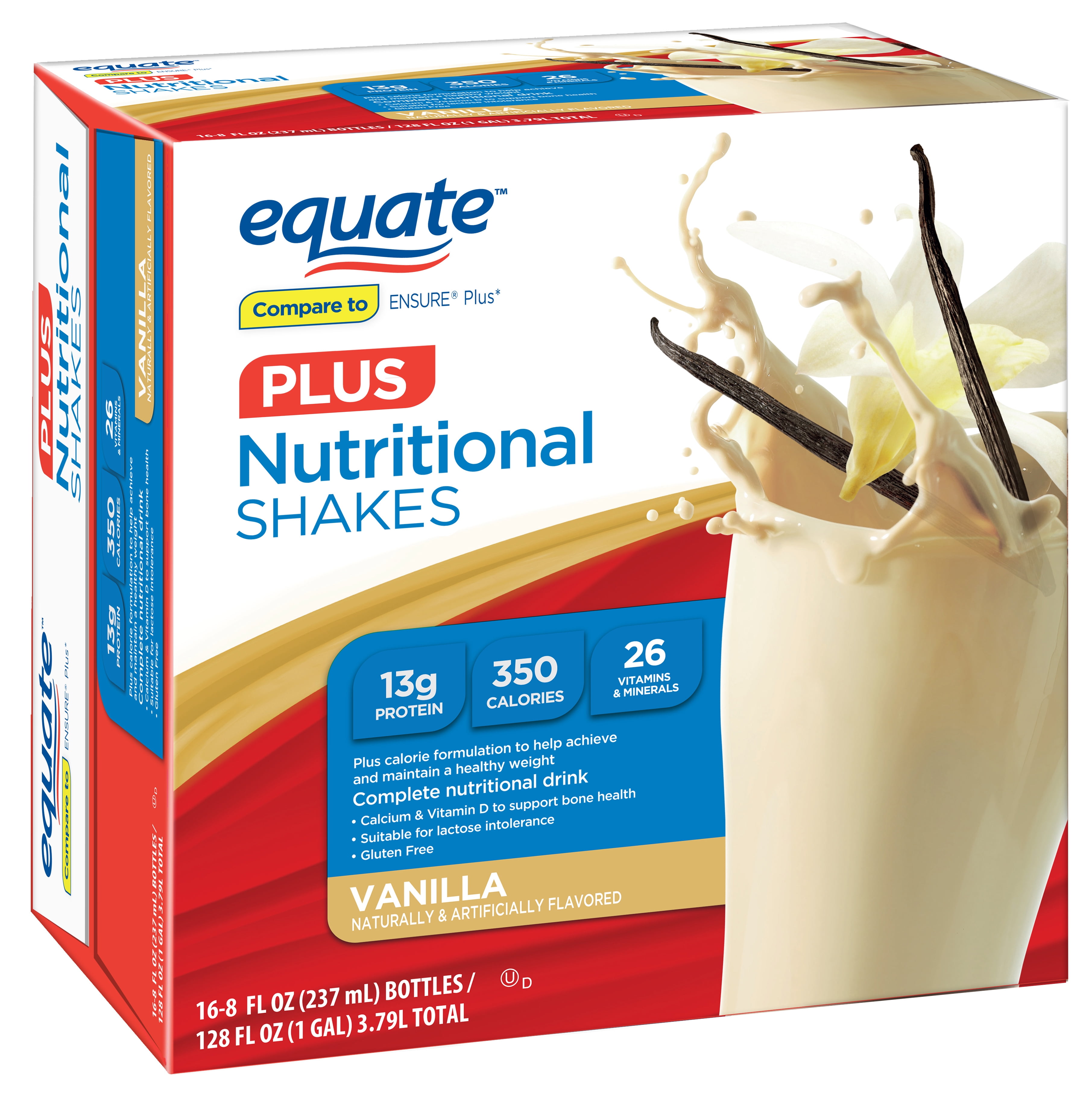 Equate Nutritional Shakes Plus, Vanilla, 8 fl oz, 16 Count