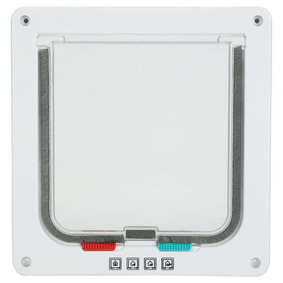 Small Pet Door, Cat Flap Door 4 Switching Modes Plastic Exquisite  With Screw For Household For Indoor And Outdoor White S