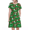 thumbnail image 1 of Easygdp Cute Santa And Ho Ho Ho para Vestido Transpirable de Mujer, Vestido Suelto de Manga Corta con Pliegues y Bolsillos para el Verano, 1 of 6