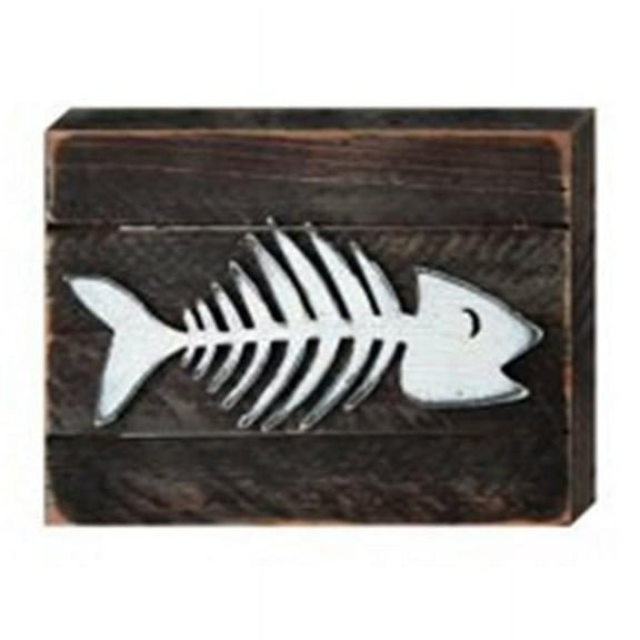 Designocracy 98528-18 Vintage Fish Skeleton Art on Board Wall Decor