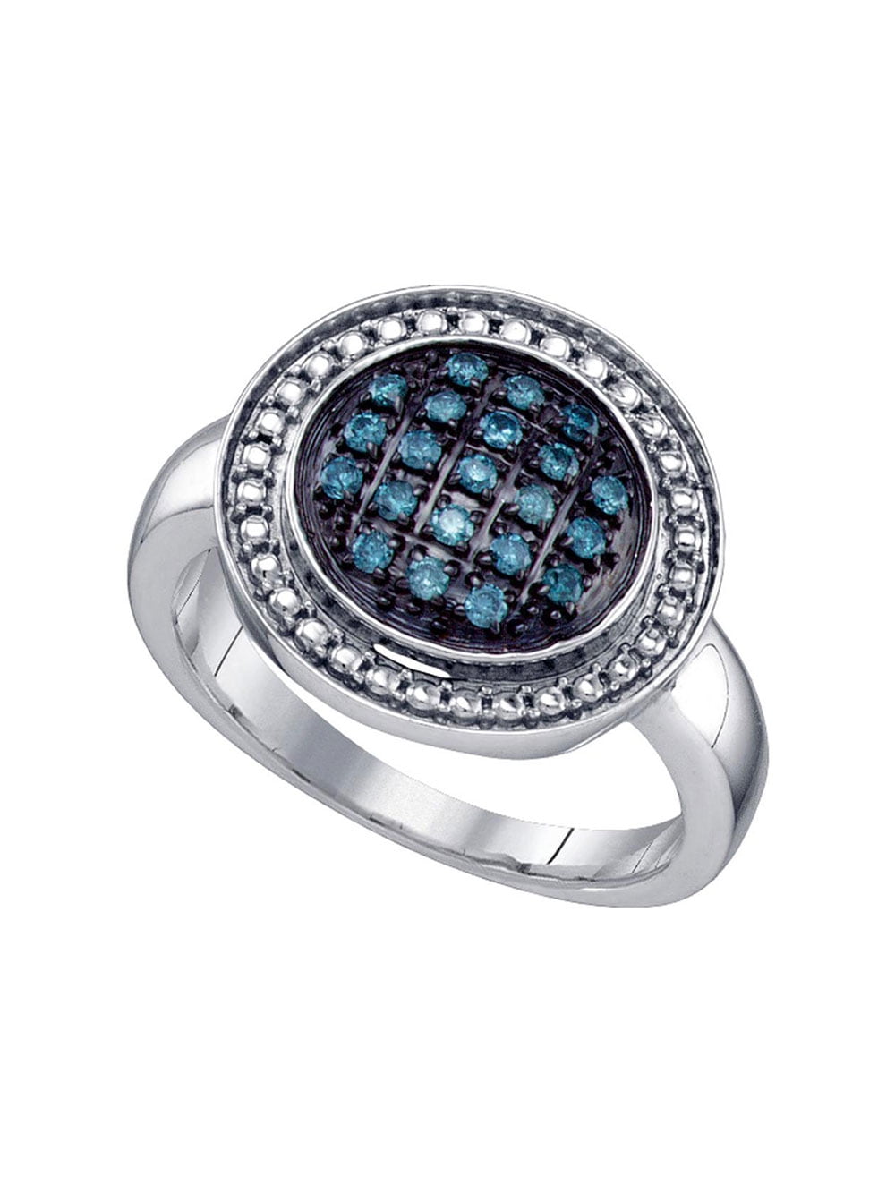 Solid 925 Sterling Silver Mens Round Blue Diamond Wedding Ring Band 1//5 Ct.