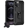 thumbnail image 1 of navor Support de Voiture Universel & Pare-Chocs Militaire Étui Rigide Compatible avec iPhone 12 Pro Max 6.7 Pouces, Support de Voiture Anneau TPU Antichoc Protection Complète en Silicone Antidérapant [Noir], 1 of 8