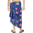 thumbnail image 3 of LA LEELA Men's Bath Trunk Swimwear Sarong Pareo Beach Wrap One Size Sapphire, Hibiscus Summer Vacation Aloha, 3 of 5