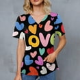 thumbnail image 4 of Valentines Scrubs Top for Women Plus Size Casual V Neck Cute Valentine Love Printed Scrub Shirts Hoilday Short Sleeve Scrubs Medical Nurse Uniform Nursing Workwear with Pockets Multicolor M, 4 of 4