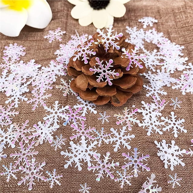 Wosthever Copos de nieve fiesta confeti brillo y hermosas decoraciones para el hogar navideño del país de las maravillas invernal Kits de decoración para fiestas Blanco, 1 unidad 0.7 pulgadas