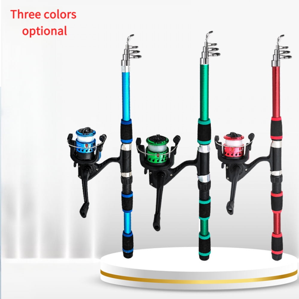 1.8m Fishing Pole Set Full Kits With Telescopic Fishing Rod And Spinning Reel , Fishing Rod and Reel Combo Full Kit ,Red