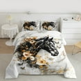 thumbnail image 2 of Feelyou 3D Black Horse Bedding Comforter Set, Marbling Abstract Artwork Twin Comforter Sets, Farmhouse Flower Floral Reversible Bedding Set, Super Cozy Room Decor, 2 Pieces, 2 of 8