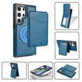 thumbnail image 2 of Compatible With Samsung Galaxy S23 Ultra Magnetic Detachable Wallet Case,PU Leather Back Flip Kickstand,[Compatible With Magsafe],With Card Slots,Shockproof Rugged Phone Case Cover,Blue, 2 of 13