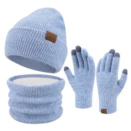 Ensemble Bonnet Écharpe Gants Tactiles 3en1 Hiver Gris - Doublure Molleton Chaud
