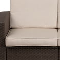 thumbnail image 6 of Flash Furniture Seneca Chocolate Brown Faux Rattan Loveseat with All-Weather Beige Cushions, 6 of 10