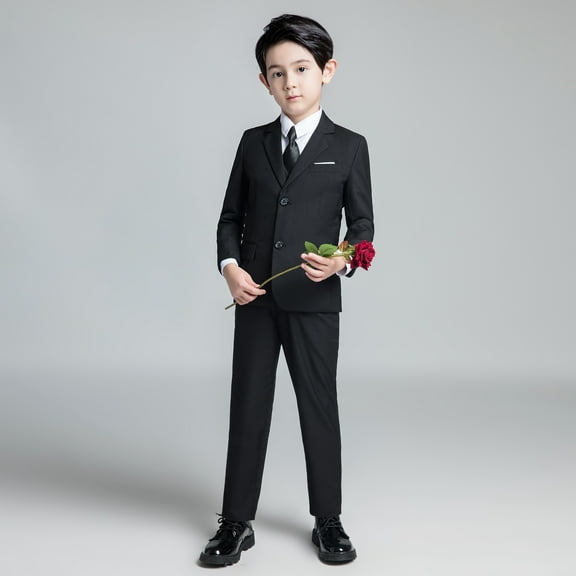 Lycody Boys Suit for Kids Tuxedo Wedding Ring Bearer Outfit Boy Formal Suits 5 Piece Slim Fit Dresswear Suit Set
