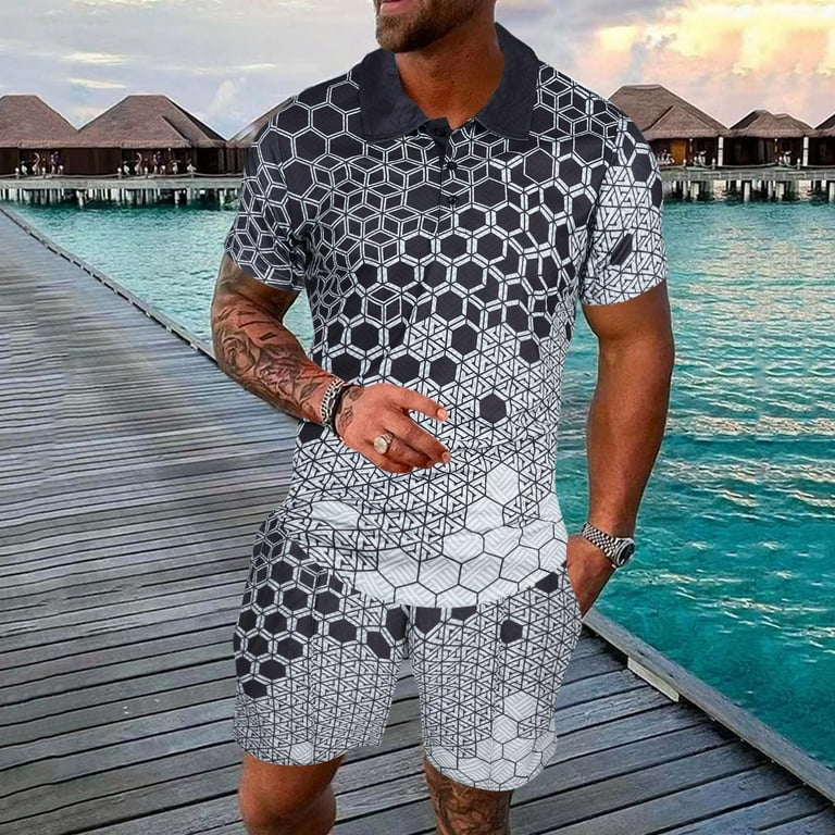 Mens Outfits Short Sleeve Lace Up Polo Shirt Sports Daily Cotton