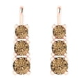 thumbnail image 3 of 14K Solid Gold Lever Back Stud Earrings for Women | 1.06 cttw Round Cut Simulated Champagne Diamond | Rose Gold, 3 of 5