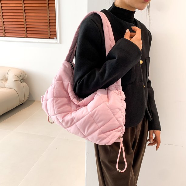 Bolso de mochila para mujer, bolso de celosía acolchado elegante, bolso de mano con cordón Retro