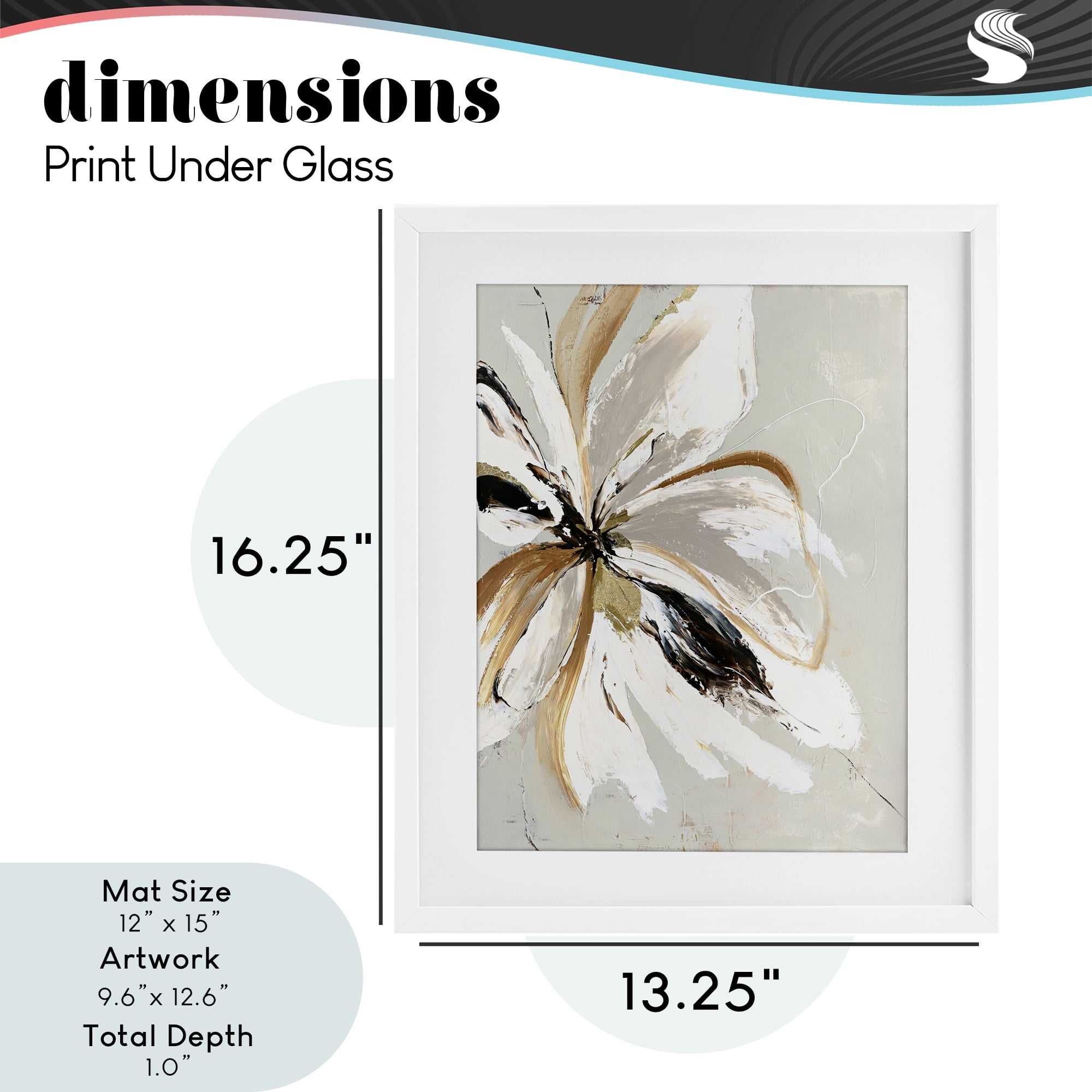 Expressive Cornelia Flower White Framed Print Under Glass, design by Design Fabrikken