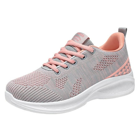Fauean Sneakers for Women Ladies  Fashionable Breathable Lace up Sports Running Shoes Grey Size 40
