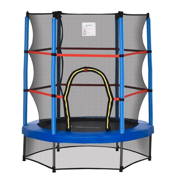 Outsunny Trampoline pour Enfants avec Enceinte pour 3 à 6 Ans, Bleu