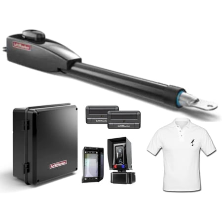 Liftmaster LA400PKGUL Swing Gate Opener Kit - Also Includes (2) 811LM Remotes, Battery Backup, Receiver & Photocell, Gate Sensor, and SMFE Cotton Installer Shirt
