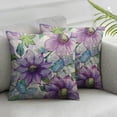 thumbnail image 3 of Acheng Seamless Spring Floral Throw Pillow Cover Transparent Purple Clematis Flowers on Climbing Twigs Decorative Square Pillow Case for Home Bedroom Living Room Cushion Cover  12x12in, 3 of 7
