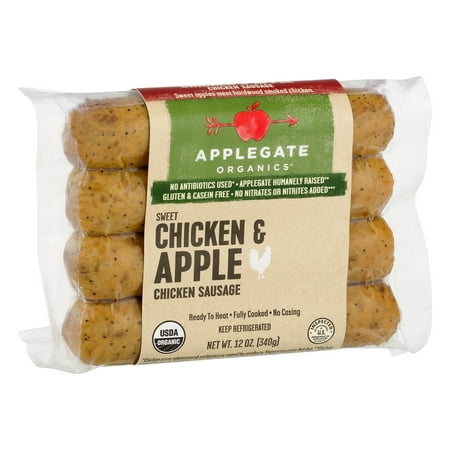 Applegate Organics Sweet Chicken & Apple Sausage, 12.0 OZ - Walmart.com
