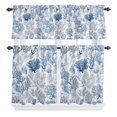 thumbnail image 2 of Kitchen Window Curtains Valance and Tier Set, Summer Watercolor Blue Gray Coral Rod Pocket Tier Curtain Valance Set, Marine Life Ocean Shell Light Filtering Cafe Curtains for Bedroom Living Room, 2 of 9