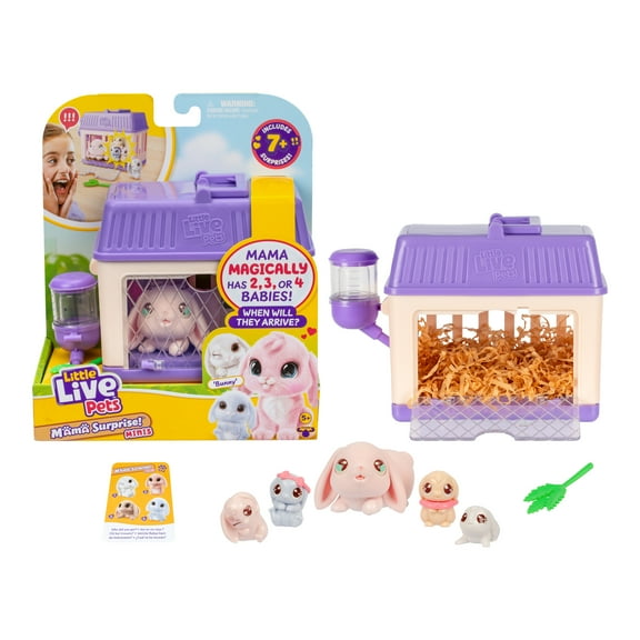 Little Live Pets - Mama Surprise Minis. Feed and Nurture a Lil' Bunny Inside Their Hutch, Ages 5 