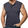 thumbnail image 1 of Men's Summer Fashion Sleeveless Wide Shoulder Back Center Collar Button Up Fitness, 1 of 6